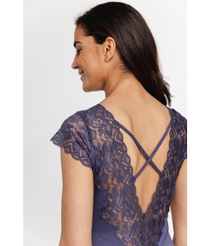 Camisón largo micromodal elastano blanco lateral